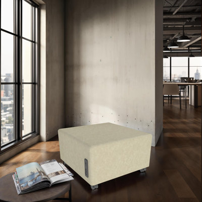 Pro Series Rustic Upholstered Square Mobile Ottoman with Tech Panel