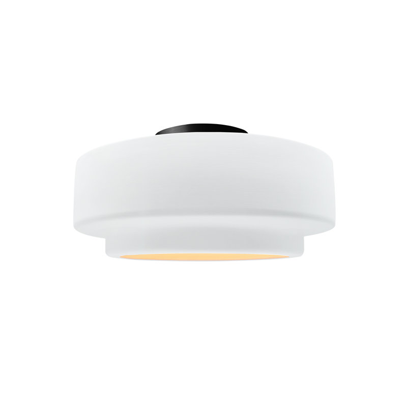 Plafonnier semi-encastré Radiance, Blanc brillant, Noir mat, H 7 po x l 12 po x P 12 po