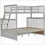 Lit superposé simple au dessus d'un lit double en pin massif avec tiroirs de rangement Rails de sécurité gris - sans sommier-635944389