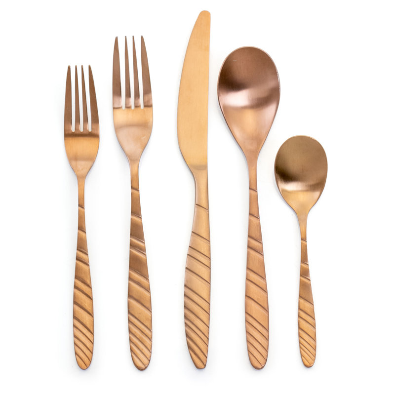 Mega Chef VAGUE Stainless Steel Flatware Set - Service for 4, Rose Gold