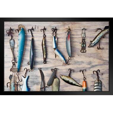 Trolling Spoons Lures Fishing Tackle Display Photo Photograph Black Wood Framed Art Poster 20x14 Latitude Run