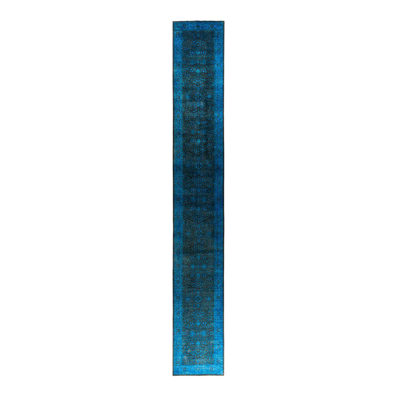 Tapis de couloir unique noué à la main Fine Vibrance - rouge, 3 pi 2 po x 22 pi 8 po