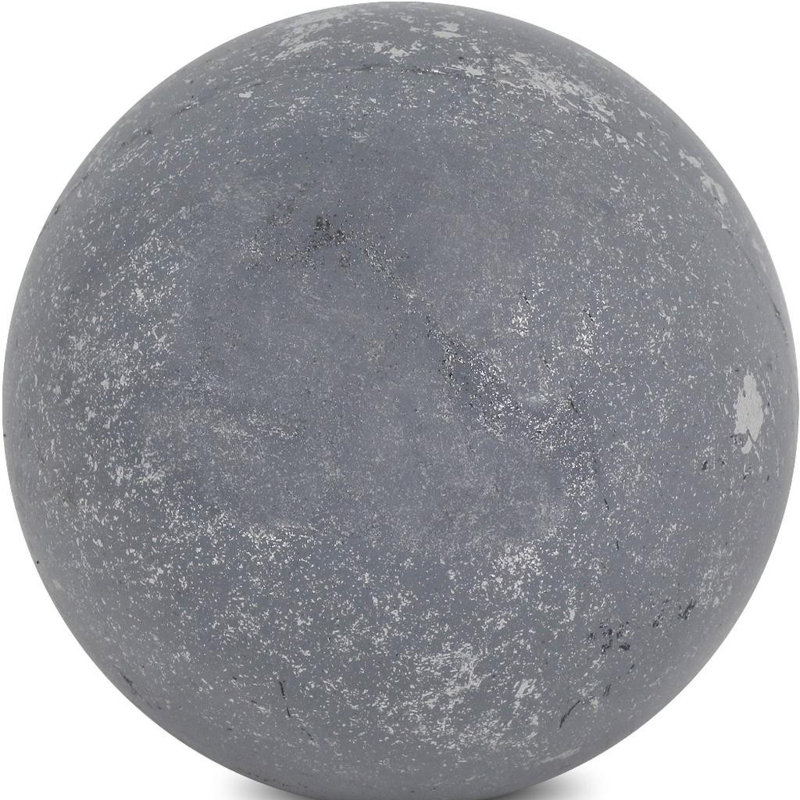 6" Silver Paper Mache Hand Painted Orb Decorative Orb