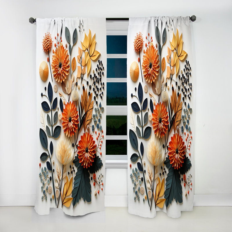 Rideau obscurcissant coloré Mid-Century Mid-Century Botanicals II - 1 panneau coloré, L 52 po x L 108 po