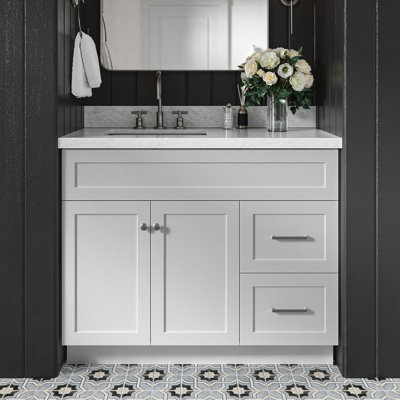 Hamlet 43'' Single Bathroom Vanity with Carrara Marble Top