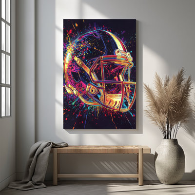 1pc Framed Canvas Wall Art Prints Poster, Football Canvas Wall Art Graffiti Rugby Gaming Cool Sports Theme Art Posters Canvas Print Painting for Living Room Bedroom Office Bathroom Dorm Home Decor, Ready To Hang