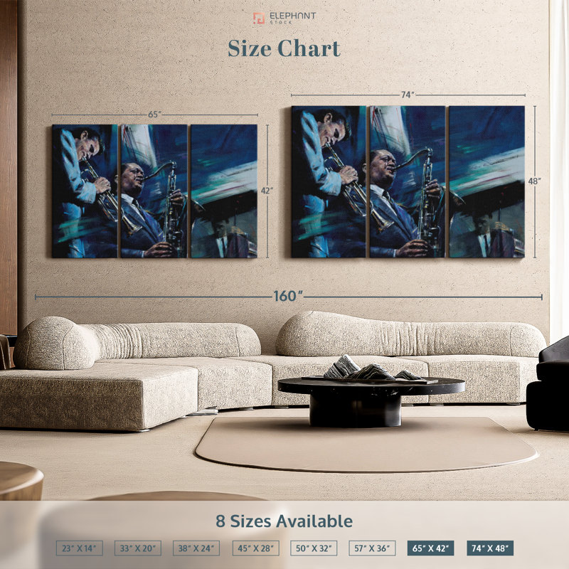 «Blue Cool Wall Art» sur toile, H 48 po x l 74 po x P 1,25 po