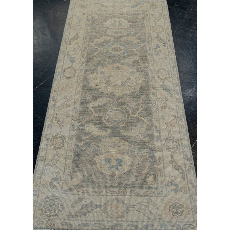 Bavita Hand Knotted Wool Area Rug in Gray