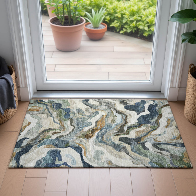 Machine Washable Indoor/Outdoor Oden ACN2162 Modern Rug, Rectangle 1 pi 8 po x 2 pi 6 po