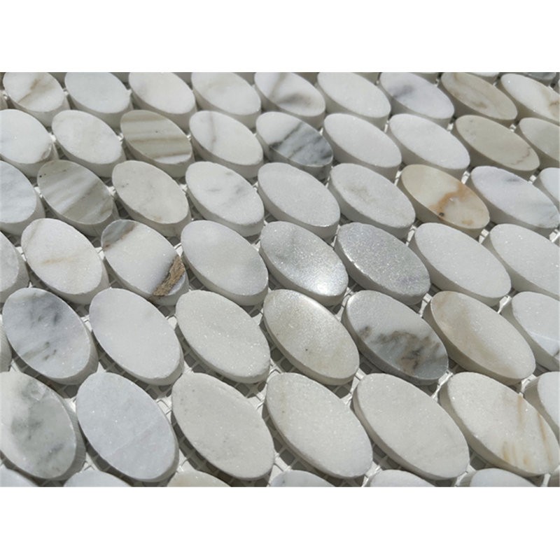 Calacatta 12" x 12" Marble Mosaic Tile, White/Gray