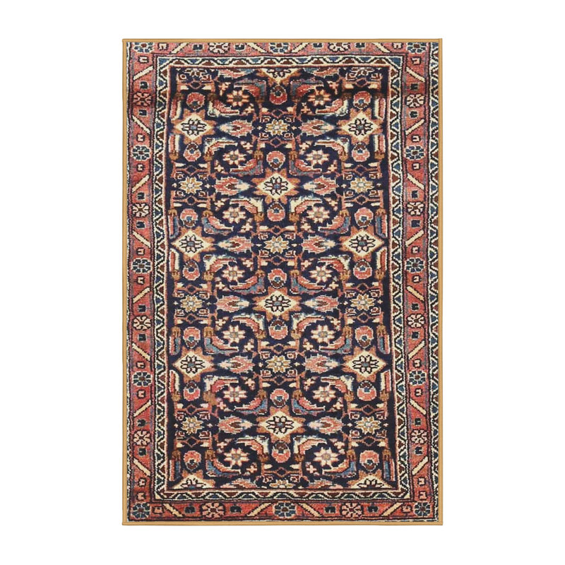 Brun oriental/bleu marine/beige Abba Tapis décoratif, Rectangle 6 pi x 9 pi