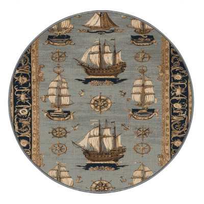 Machine Washable French Gray Area Rug