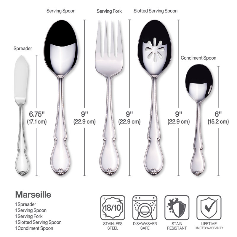 Mikasa Marseille 65 Piece Flatware Set With Serving Utensils, Service For 12, 18/10 Stainless Steel