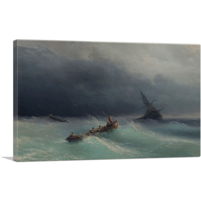 Tempête en mer 1873 par Ivan Aivazovsky, reproduction d'art sur toile tendue, H 26 po x l 40 po x P 0,75 po