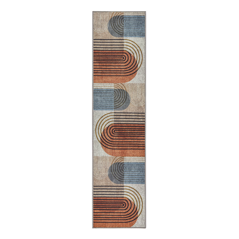 Town & Country Everyday Avani Everwash Non-Slip Backing Area Rug Beige/Rust, Runner 1'7" x 6'6"