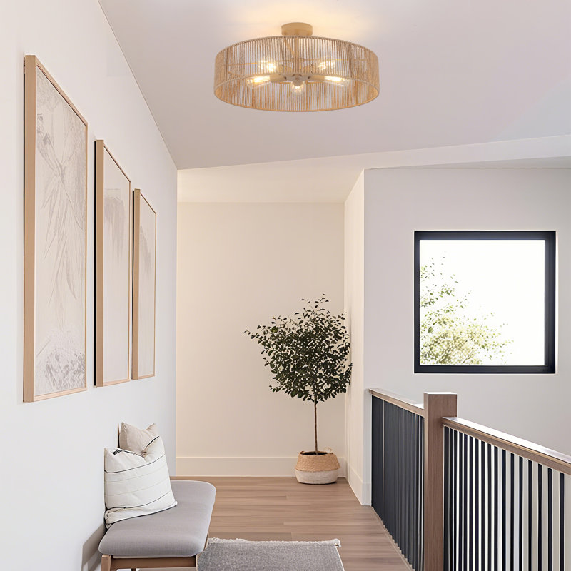 Rattan Semi Flush Mount
