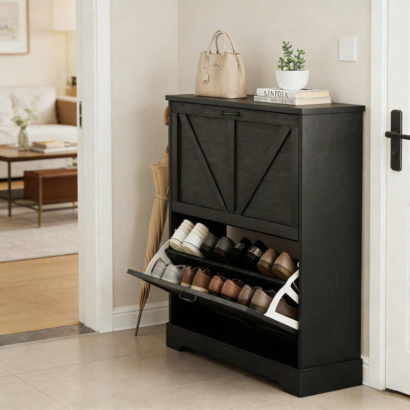 Premium Wooden Shoe Cabinet For Home, Black