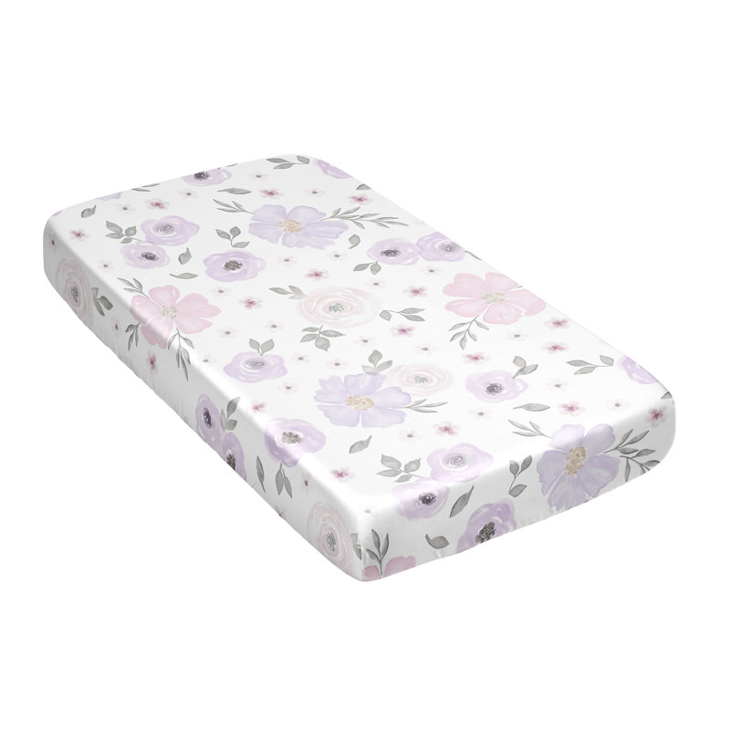 Drap-housse pour lit de bébé Watercolor Floral Satin par Sweet Jojo Designs, Lavande