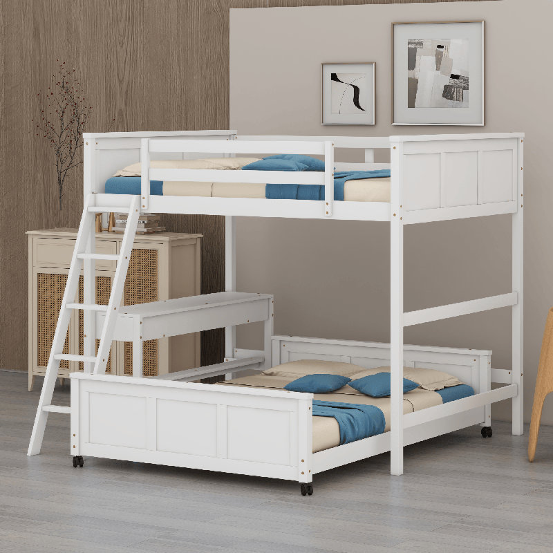 Lit superposé avec bureau, Blanc