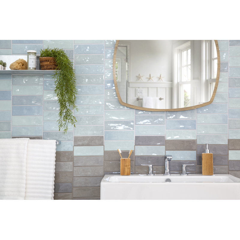 Carrelage mural en céramique 2,5 "x 8", Bleu clair