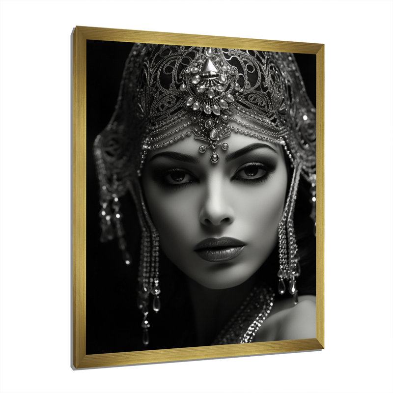 «Vintage Retro Glam Boho Queen Woman» sur impression sur toile, H 44 po x l 34 po, Cadre doré à une seule photo