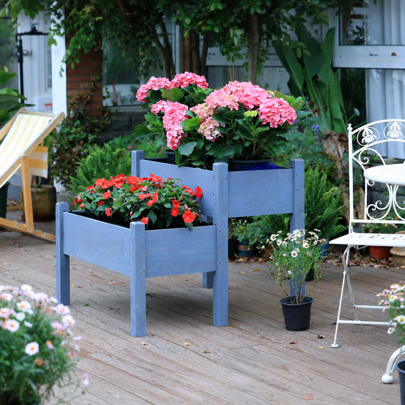 Wood Raised Garden Bed, Gray