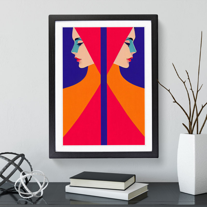 Symmetrical Abstract Woman - Framed Print, Black Framed, 46cm H x 34cm W x 2cm D