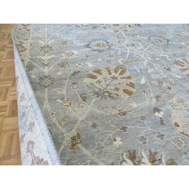 Tapis oriental gris Oushak 10 x 15 pi 9 po noué à la main 5BD0401E298343278A74153430194164