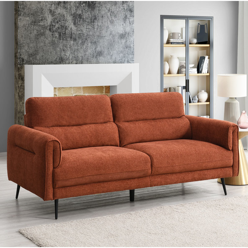 Oakley Contemporary Upholstered Sofa, Orange, 3