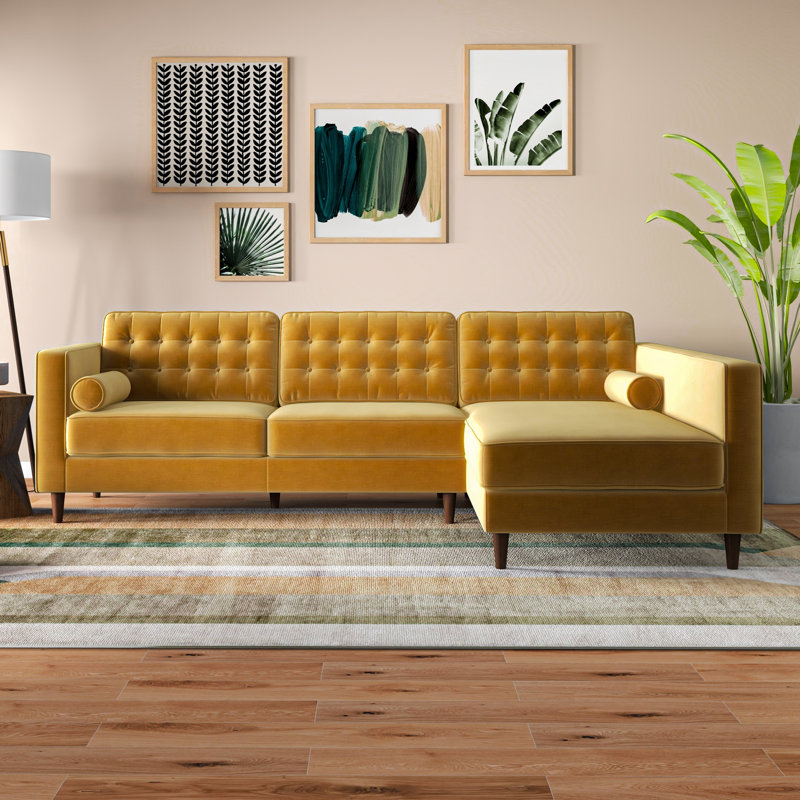 Threadgill 2-Piece Velvet Sectional Sofa | Mercury Row