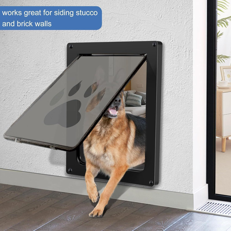 Large Dog Door for Wall, Weatherproof Pet Door for Cats and Dogs Up to 100 lb, Durable, Telescoping Tunnel, Snap-in Closing Panel Included (Large)
