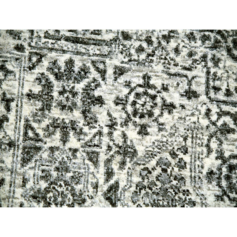 Tapis rond blanc en laine biologique noué à la main 10 pi 0 po x 10 pi 1 po Dynasty Mamluk