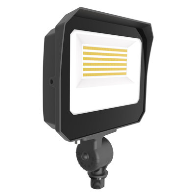 Projecteur d'extérieur à DEL 120-277 V câblé avec support articulé, intensité variable 0-10 V, watts réglables 35/20 / 15W et CCT 50/40 / 30K, bronze, paquet de 1