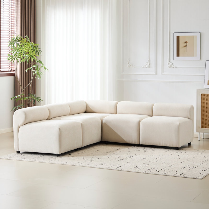Canapé modulaire à combinaison en V de 83 po et 5 pièces modulaire