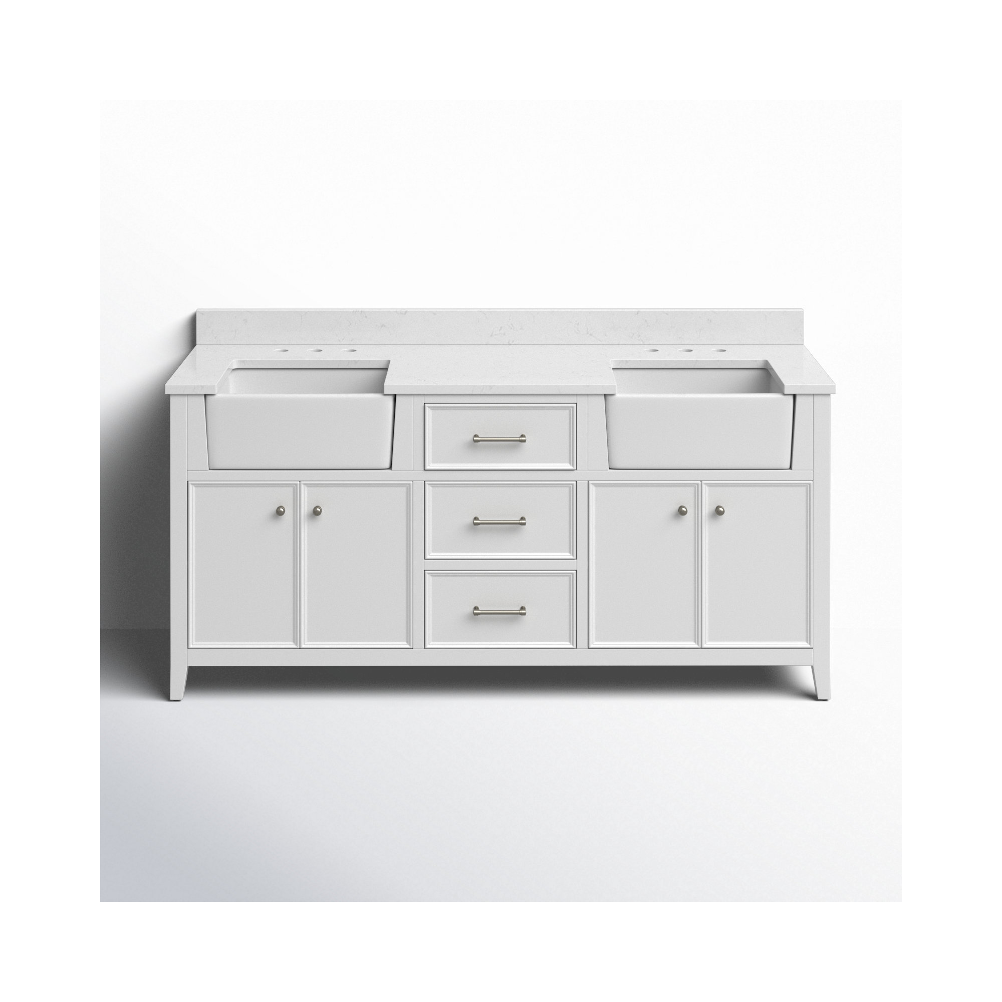 Aisa 72" Double Bathroom Vanity, White/Brushed Nickel