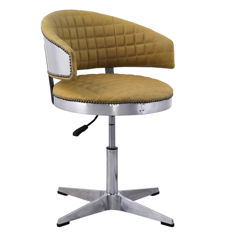 Tabouret en cuir de curcuma avec structure ergonomique et base pivotante 4