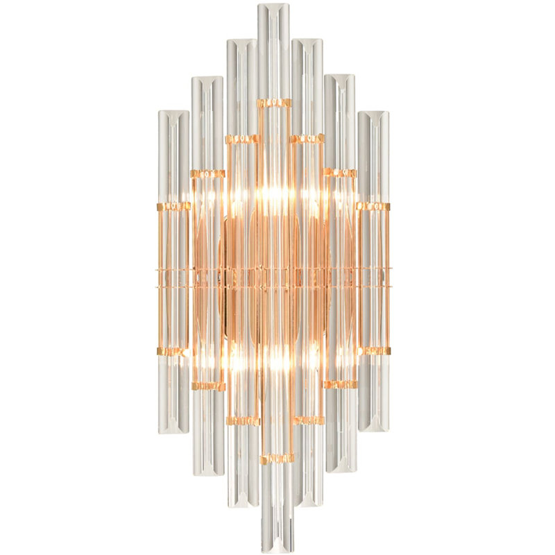 Derica Flush Mounted Sconce, Brass, Clear