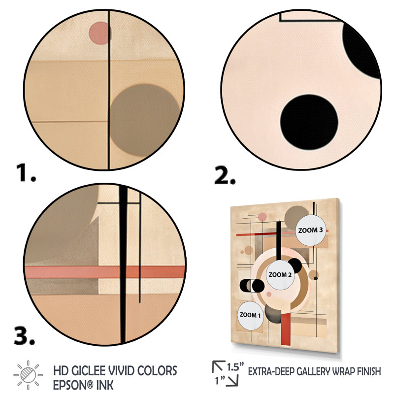 Décoration murale beige géométrie en mouvement IV - formes abstraites, H 20 po x l 12 po x P 1 po, Cadre photo noir