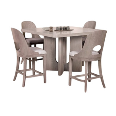 Ensemble de table de salle à manger à hauteur de comptoir Zoko, polyester, bois