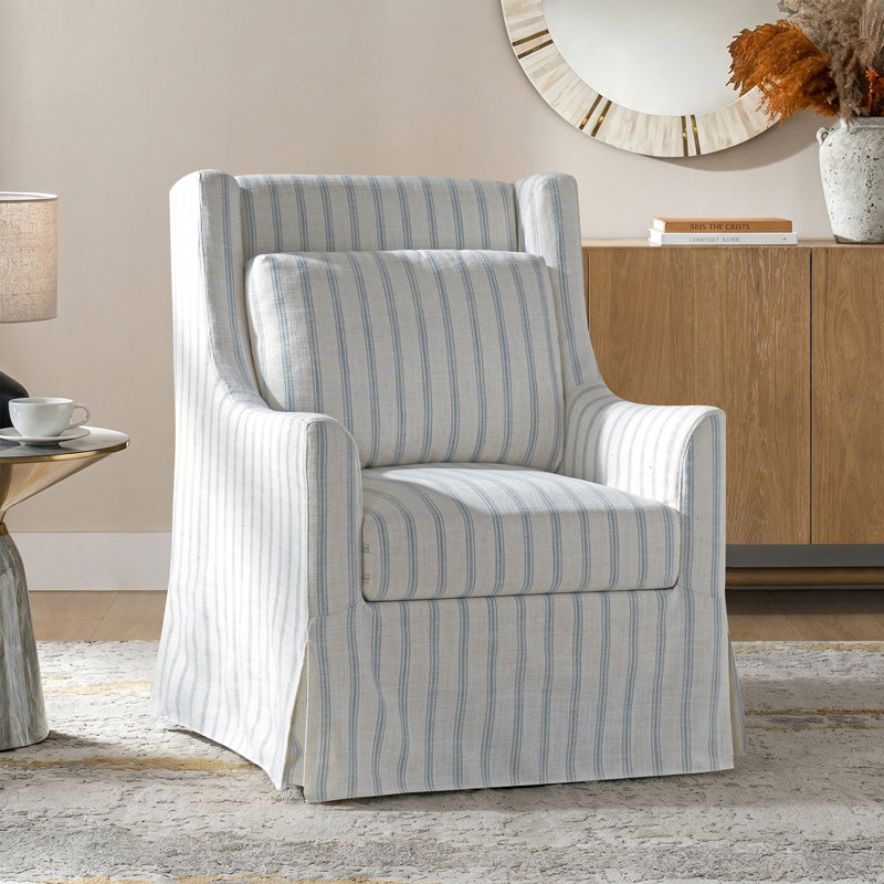 Fauteuil décoratif pivotant avec coussin lombaire l 29,5 po Claudio, Blue, 1