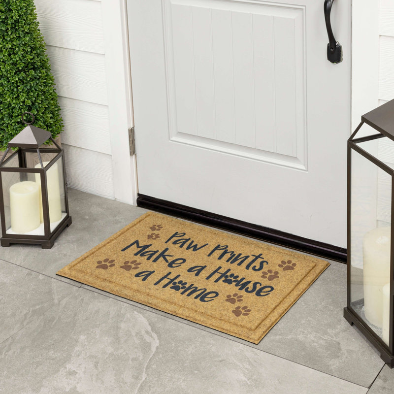 Paw Prints Home Multicolor Novelty Weather Resistant Door Mat