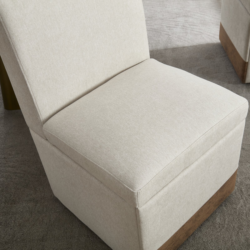 Set of 2 Swivel Upholstered Dining Chairs with Wheels and Hidden Storage