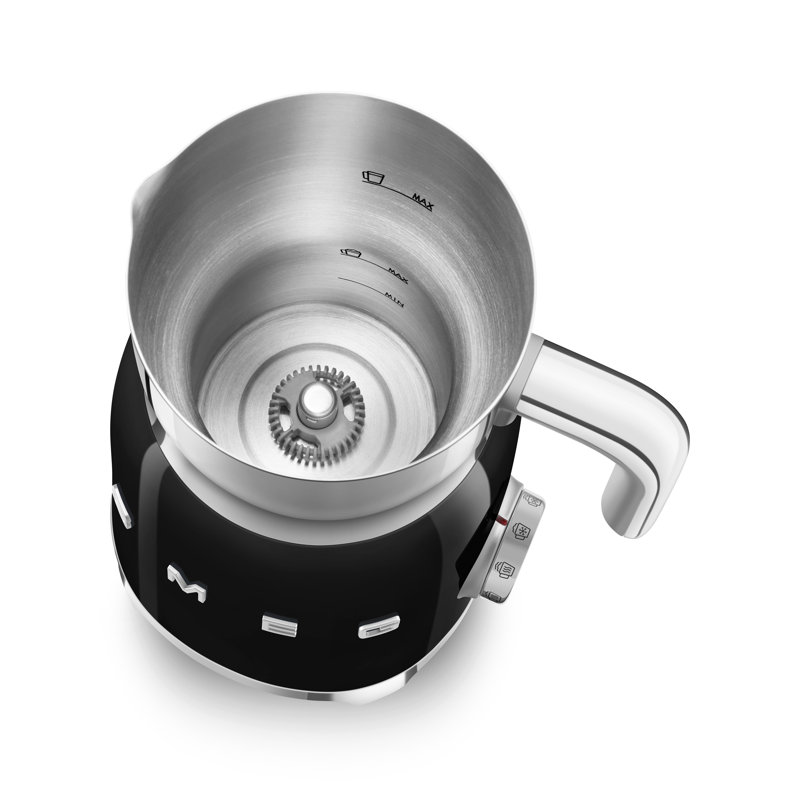 Black Retro Style Milk Frother with Automatic Shut-off