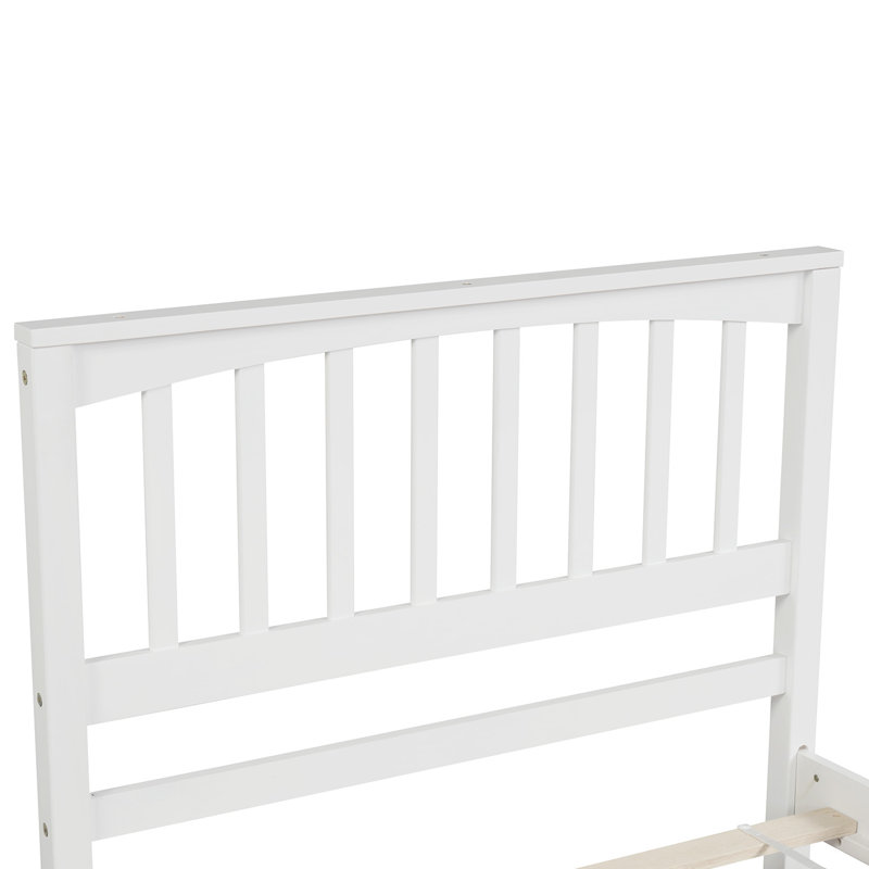 Chares Wood Platform Bed With Headboard, Twin, White 1
