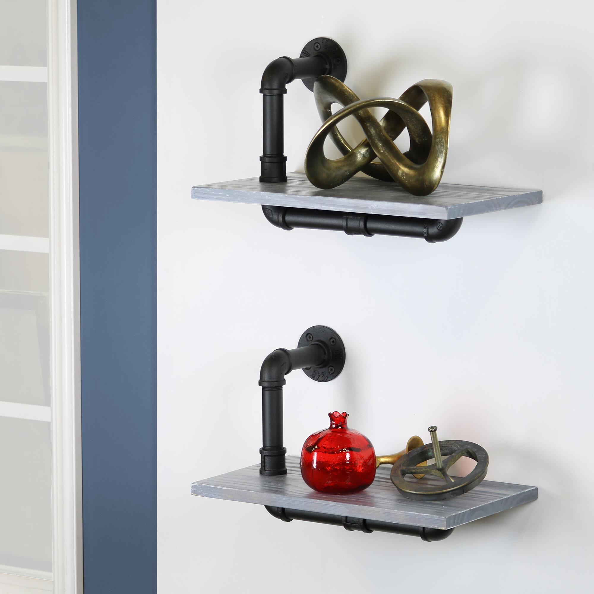 2 Piece Metal Tiered Shelf with Hooks 17 Stories