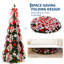 Sapin de Noël artificiel pliable pré-illuminé de 1,80 m avec 200 lumières DEL blanc chaud et décorations rouges et argentées