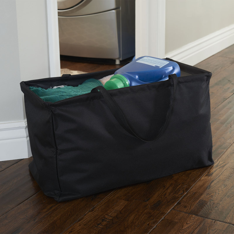 Rectangular Krush Container Canvas Utility Tote with Handles and Water‑Resistant Vinyl Lining, Black