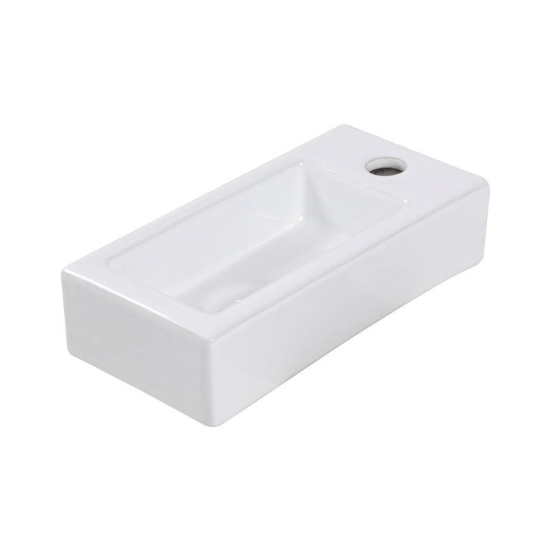 Lavabo de salle de bain mural rectangulaire avec trou de robinet simple
