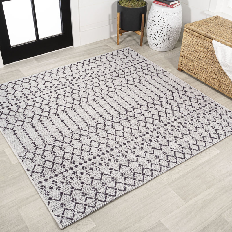 Tapis d'intérieur / extérieur Crompton, Crème/noir, Carré 9 pi