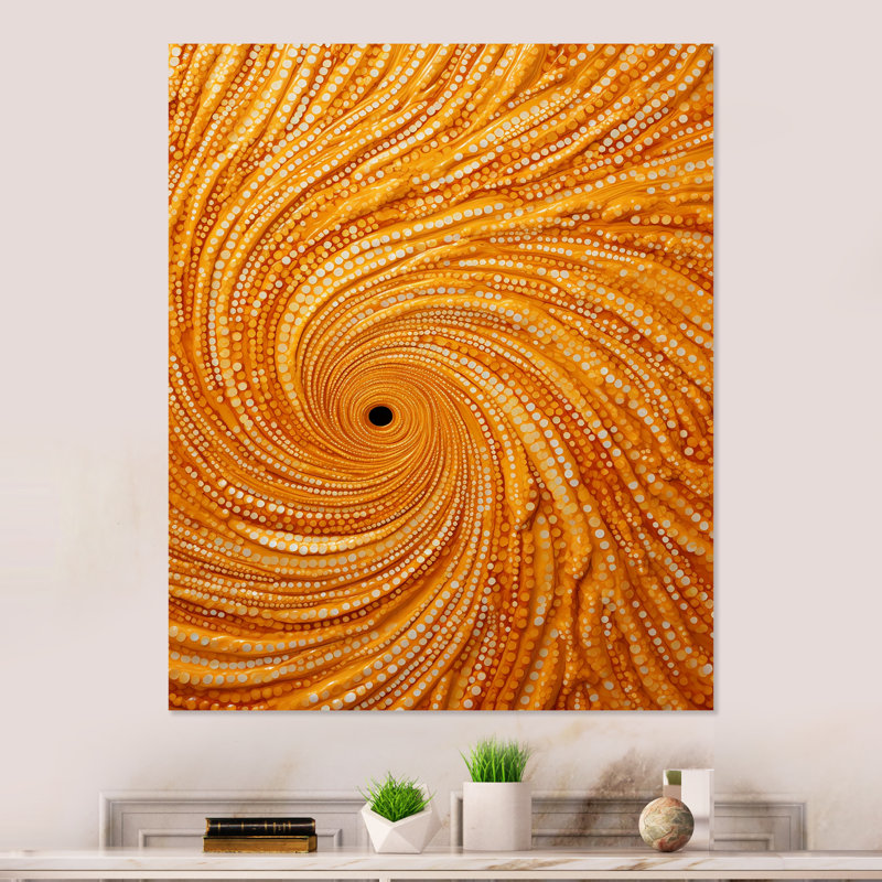 «Golden Abstract Spiral Reverie III», art mural abstrait en métal, H 20 po x l 12 po x P 1 po